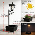 Solar Floor Lamps with Planter (2-in-1 Design), 36.5" Outdoor Solar Lamp Post - IP44 Waterproof, Warm White Lights Dusk to Dawn 6-8Hr, Easy Install for Lawn, Patio, Porch, Yard & Pathway Decor