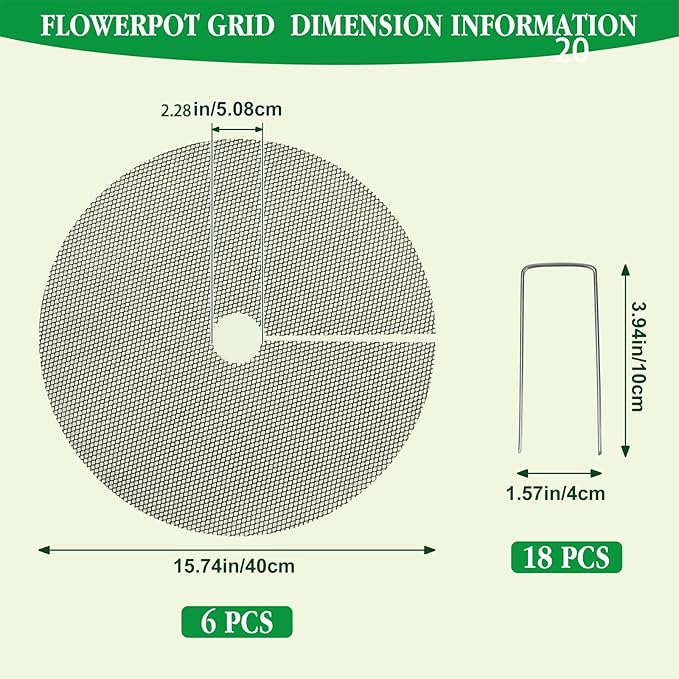 6 Pack Plant Pot Grids - 15.7 Inch Cuttable Soil Cover Protector from Cats, Squirrels Digging and Animals, Indoor Outdoor Plant Pot Soil Guard for Garden, Adapts to Different Pot Sizes