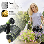 Coil Hose 75FT EVA Coil Garden Hose With 3/4'' Brass Connector Coiled Water Hose Lightweight And No Kink Includes 7 Patterns Spray Nozzle For Outdoors Lawn Watering Car Washing