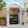 PIPLEO 6x4 FT Resin Outdoor Storage Shed with Floor, Plastic Garden Storage Shed with Lockable Door & Vent, All Weather Versatile Tool Shed for Backyard, Patio, Lawn, Cloud Gray