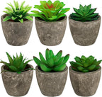 Succulents Plants Artificial Set of 6 Small Realistic Fake Succulent Plant in Pots Realistic Faux Greenery Plants Potted for Home Office Desk Indoor Bedroom Living Room Decoration