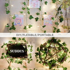 suddus Vine with Fairy Lights Plug in, 33ft 100 LED Ivy String Lights Connectable with Remote, Leaf Light for Bedroom, Room, Wall, Garden, Party, Wedding Dorm Decor (Warm White)