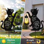 ZFNN Solar Garden Statues Cat Decor - Outdoor Metal Lantern Silhouette Stake, Waterproof Solar Lights for Yard Patio Lawn Pathway Art Decoration, Unique Gardening Gifts for Women Mom Cat Lovers 2Pack