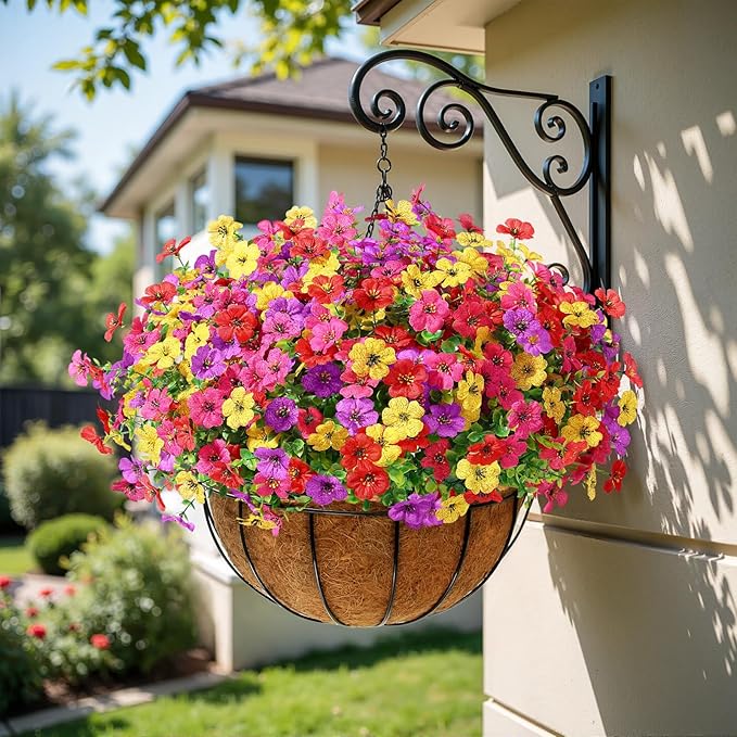 Alupssuc 36 Bundles Artificial Flowers for Outdoors Decoration, UV Resistant Silk Faux Daisy Flora Spring Fake Plastic Plants Greenery for Outside Indoor Yard Home Porch Window Box Decor, Mix 4 Colors