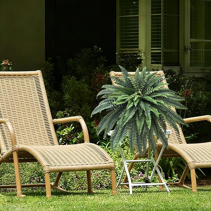 Senjie Artificial Boston Fern 2 Set 48Inch Large Fake Ferns for Outdoors Faux Plant with 55 Fronds for Home Living Room Office Decor