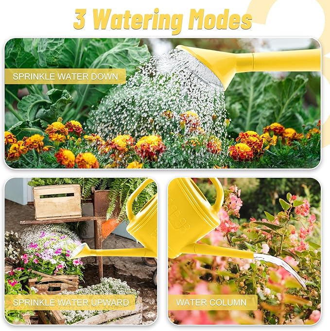 Watering Can for Indoor & Outdoor Plants, Plant Watering Can with Stainless Steel Shower Head, 1 Gallon Plastic Watering Can for Garden, Flowers, Vegetable, Greenhouse