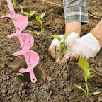 Auger Drill Bit for Planting 2 x 14.5 Inch, Garden Spiral Bit for 3/8" Hex Drive, Earth Post Hole Digger Bulb Planter Drill Auger for Planting Bedding Rapid Digging, Pretty Pink