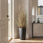 KOL 4ft 2-Pack Artificial Cattail Reed Grass, 47.2’’ Artificial Indoor Outdoor Fake Onion Grass Floor Plant, Home Office Wedding Decorative Potted Plants, Housewarming Gift, Pink