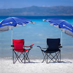 AMMSUN XL Chair Umbrella with Universal Clamp Adjustable 47 inches and 360-degree Swivel UPF 50+, Portable Clamp on Camping or Beach Chair, Stroller, Wheelchair, Golf cart, Blue, 2 PACK