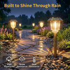 XMCOSY+ Solar Pathway Lights Outdoor - 4 Pack Auto On/Off 10-40 LM Dimmable Waterproof Outdoor Solar Lights for Yard Pathway Garden Driveway Walkway (Bronze)