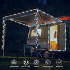Solar Rope Lights, 33ft 100LED Solar String Lights, 8 Modes Waterproof Solar Powered Outdoor Light, Flexible Clear Tube Light for Garden Backyard Patio Deck Porch Pool Tree Christmas Decor -White&Blue