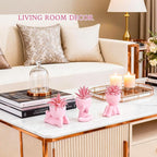 Der Rose Pink Artificial Succulents Plants Set of 3 Fake Artificial Plants Office Desk Accessories for Pink Room Bathroom Shelf Decor
