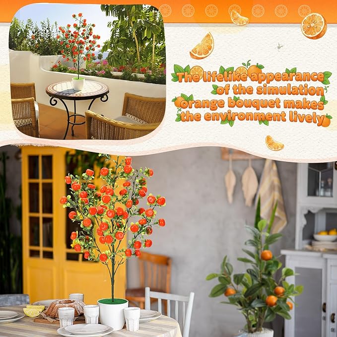 Suncalla 2 Pack Artificial Orange Potted Plants 21.65 Inches Fake Orange Tree Simulation Realistic Fruit Plant with Pot Faux Tree Indoor Decoration for Home Office Living Room Table Desk