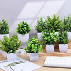Kifmurase 12Pcs Fake Plants, Mini Artificial Greenery Potted Plants for Shelf, Small Artificial Faux Eucalyptus for Home Decor, Indoor, Office, Desk, Shelf, Table Decoration