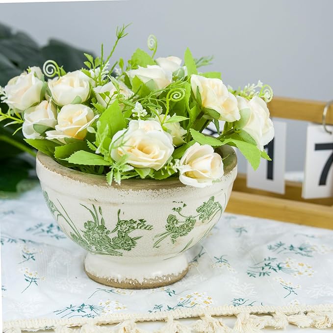 Dosayes Vintage Ice Crackle Grazd Ceramic Flower Pot with Drainage Holes, 4.33 Inch Rustic Planter for Indoor Plants, Outdoor Garden, Farmhouse Gift Tuscan Decor (Green)