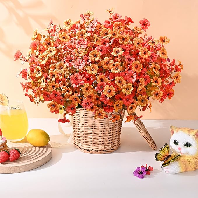 Waipfaru 24 Bundles Artificial Flowers Plants for Outdoor Indoor, UV Resistant Fake Flowers Outdoor Plastic Plants Shrubs Outside Porch Patio Garden Yard Decor