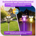 Qualirey 12 Pack Solar Bug Zapper Outdoor Waterproof Mosquito Repellent Killer Bug Zapper Lamp with LED Light for Outdoor Garden Patio Yard (Purple and Warm Light,Silver)
