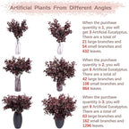 3Pcs Artificial Plants Silk Eucalyptus Leaves Tall 29" Eucalyptus Stems Branches Floral Arrangement Decoration, Artificial Plant Farmhouse Indoor Home Wedding Decor Wine Red