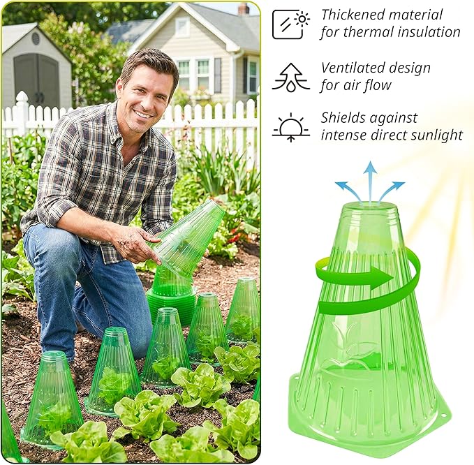 Pack 20 Garden Cloches for Plants, Reusable Bell Plant Cover with Metal Stakes, Plant Protection Cloches for Potted Plants/Seedlings,Protect Plants from Sun,Birds, Frost