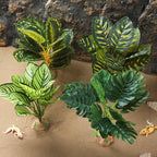 IBWell Reptile Plants - Tortoise Habitat Accessories, Artificial Spider Plant for Gecko, Ball Python, Tortoise Terrarium Decor - Calathea Makoyana B