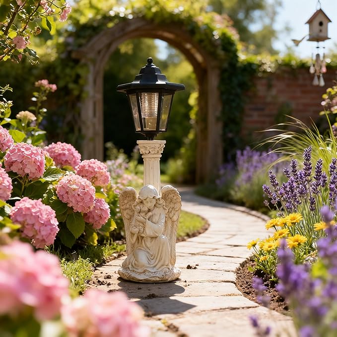 Solar Garden Statues Memorial Decor Garden Angel Statues for Outside Lawn Yard Patio Balcony Art Sculptures Gifts for Mom Women