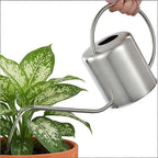 Fasmov 51 Oz Stainless Steel Watering Can Modern Style Watering Pot, Watering Can with Long Spout for Easy Pour, Water Outdoor Garden, Indoor Plant (Silver)