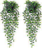 Artificial Hanging Plants,2 Pack Fake Wall Plants,Faux Mandala Vines Potted Plant,Plastic Greenery with Wall Planter for Indoor Outdoor Garden Patio Office Décor
