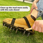 Lawn Aerator Shoes Set with Shovel, All New Unique Design Soild Installation Heavy Duty Spiked Aerating Sandals, for Yard Patio Lawn Garden - Medium