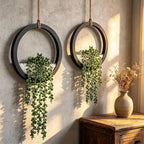 Boho Wall Decor, 2Pcs Fake Hanging Plants Artificial Succulents, Indoor Hanging Planter Greenery Decor, Perfect for Bathroom Living Room Bedroom Office Washroom, Faux Succulent Wall Floating Plants