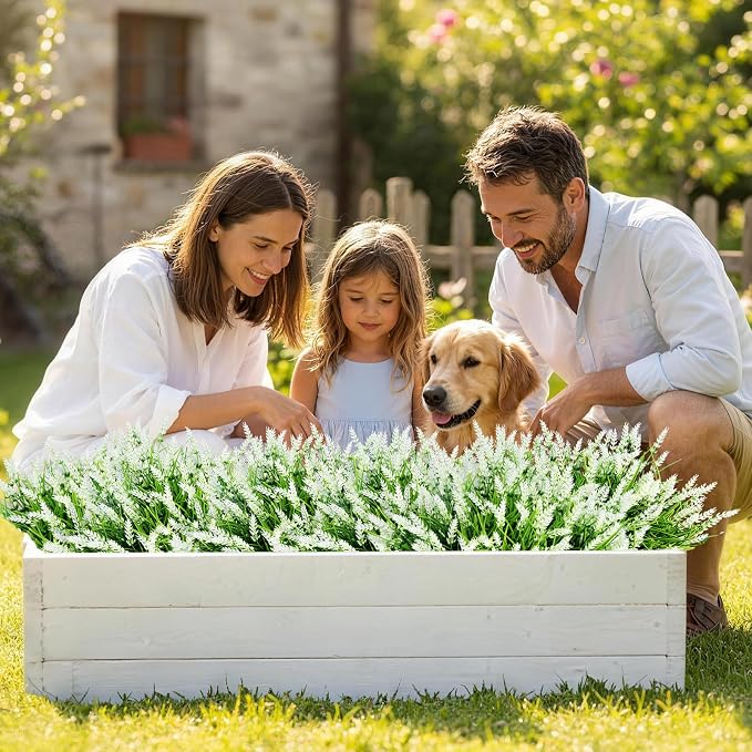 Faux Flowers for Outdoor Planters – 20 Bundles Fake Plants Outdoor, UV Resistant Artificial Plants & Flowers with Fake Monkey Grass, Faux Outdoor Plants for Porch Patio Garden Decor