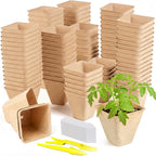 165-Pack 3.15 inch Square Peat Pots for Seedlings with 100 Labels, Biodegradable Nursery Pots withDrainage Holes for Plants