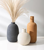 Ceramic Vase Set, Rustic Distressed Large Flower Vases in Pottery Decor, Modern Boho Farmhouse Decor for Pampa Grass, Dried & Fresh Flower, Decorative Vase for Living Room, Kitchen, Entryway, Rust Red