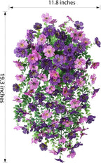 HyeFlora Artificial Flowers for Outdoors Decoration, 2Pcs Dark Purple and Purple Fake Hanging Flowers, UV & Fading Resistant, Faux Decor for Porch Patio Balcony Planter