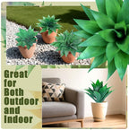 Artificial Agave Plants, Realistic UV Resistant Fake Aesthetic Plants for Outdoor Indoor, Home Decor for Garden, Porch, Doorway, Patio (2PCS, Green, Small)
