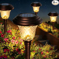 BEAU JARDIN 8 Pack Solar Pathway Lights White+Color Changing Stainless Steel 3 Mode Outdoor Multicolor Metal Solar Powered Waterproof Glass for Garden Landscape Path Yard Walkway Driveway Bronze