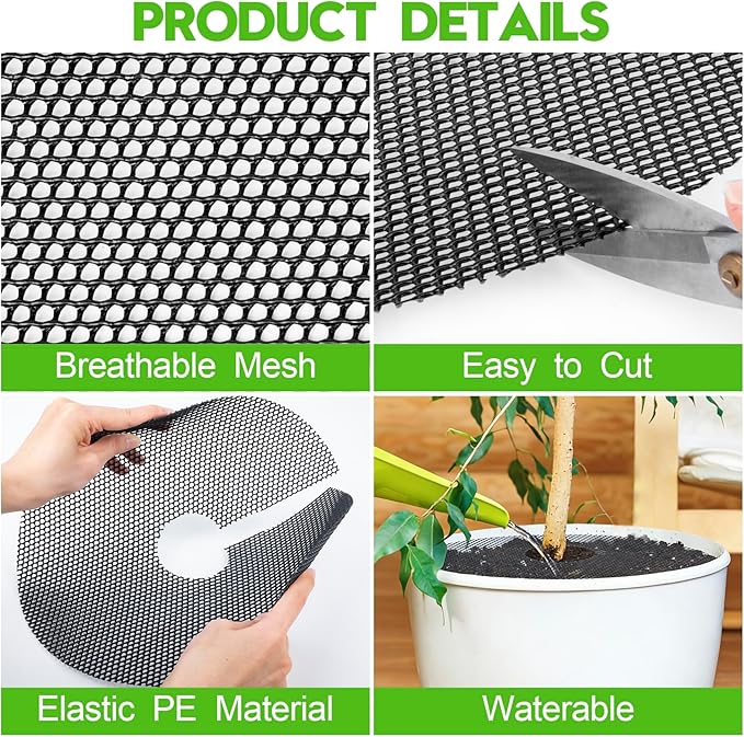 3 Pack Plant Pot Grids - 20.5 Inch Cuttable Soil Cover Protector from Cats, Animals Digging Stopper, Indoor Plant Pot Soil Guard for Outdoor Garden Balcony