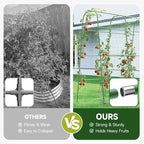 HIRALIY Cucumber Trellis for Climbing Plants Outdoor, 5.6ft Tall Heavy Duty Metal Garden Arch Trellis, Rustproof Plant Support Tunnel for Tomato, Grape, Bean, Raised Bed and Vegetable Gardens, Green