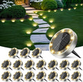 Peasur Solar Ground Lights Outdoor, 18 Pack Flat Solar Powered Disc Lights, IP68 Waterproof, Anti-Rust, Landscape Lighting for Pathway Garden Yard Lawn Walkway Landscape Driveway, Mini, Warm White