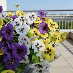 20 Pcs Artificial Fake Pansy Flowers for Outdoors, Faux Silk Pansies Spring Flowers UV Resistant Artificial Plants Outdoor for Planter Front Door Porch Yard Patio Home Decor(Purple Yellow White)