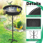 Bird 37In Bath for Outside with Removable Bowl Metal Base, Freestanding Rust-Proof Birdbaths & Birdfeeder, Bird Baths Feeder Bowl for Outdoors Garden Patio Yard Lawn Decor (Black)