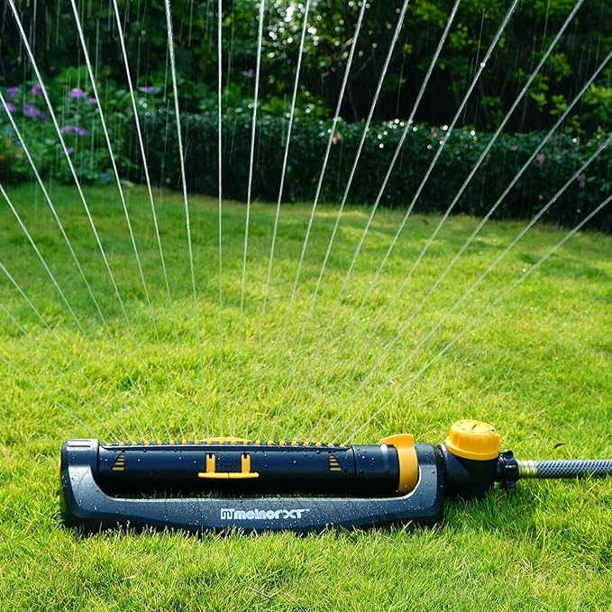 Melnor 65133AMZ XT Turbo Oscillating Sprinkler W/Timer, 4,000 sq. ft., Quick Connect Bundle, 2-Way Adjustable, Black, Yellow