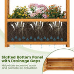 Giantex Raised Garden Bed with Arch Lattice Trellis, for Climbing Vine Flower Vegetable, Wood Planter Box with Liner & Drainage Design, Outdoor Plant Container for Yard Balcony (33"x15"x57")
