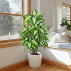 Artificial Golden Dieffenbachia 4ft Tall Artificial Plants Indoor Decorative Silk Plants Potted Faux Tropical Tree Lifelike House Floor Large Fake Tree for Home Living Room
