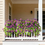 Homsunny Artificial Fake Flowers Plants UV Resistant, Faux Petunias Silk Flowers for Outdoors No Fade, Fake Outdoor Flowers for Planters Spring, Realistic Home Garden Balcony Yard Decor (Purple)