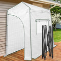 EAGLE PEAK 9x4 Portable Walk in Greenhouse, Pop Up Indoor Outdoor Greenhouse, Green House Kit with Zippered Roll-Up Doors and Windows, Lean-to Design, PE Cover, Clear/White
