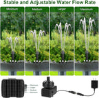 24-Hours Working Bird Bath Fountains Plug-in, Jutai Adjustable DC 12V Water Fountain Pump with LED Light for Birdbath, Garden, Small Fish Tank, Pond,16.4Ft Power Cord, Adapter Included(White)