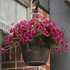21 Bundles Artificial Outdoor UV Resistant Flowers No Fade Fake Outside Flowers Plastic Greenery Faux Shrubs Garden Porch Window Box Home Decoration(Rose Red)