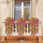 Artificial Hanging Flowers for Outdoors Spring Summer Decoration, 8PCS UV Resistant Silk Fake Hanging Plants for Patio Porch Front Yard Window Garden Indoor Decor(Spring Color,8PCS)