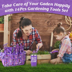 Gardening Gifts for Women, Gardening Tools for Women, 14 PCS Garden Tools Set Kit with Garden Tool Bag, Plant Lover Christmas Mothers Day Birthday Gifts for Mom Grandma Aunt, Purple