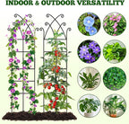 33.8in Tall Trellis for Climbing Plants Indoor & Outdoor, 4 Pack Metal Trellis for Potted Houseplant, Sturdy Support for Ivy, Pothos, Monstera, Hoya and Flower Vines, Black